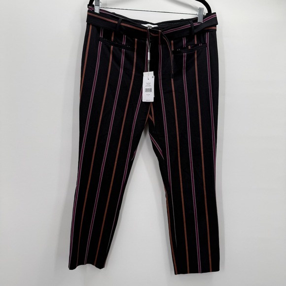 Derek Lam Pants - Derek Lam 10 Crosby Pants Womens 8 Navy Blue Striped Belted‎ Twill Tapered Ankle
